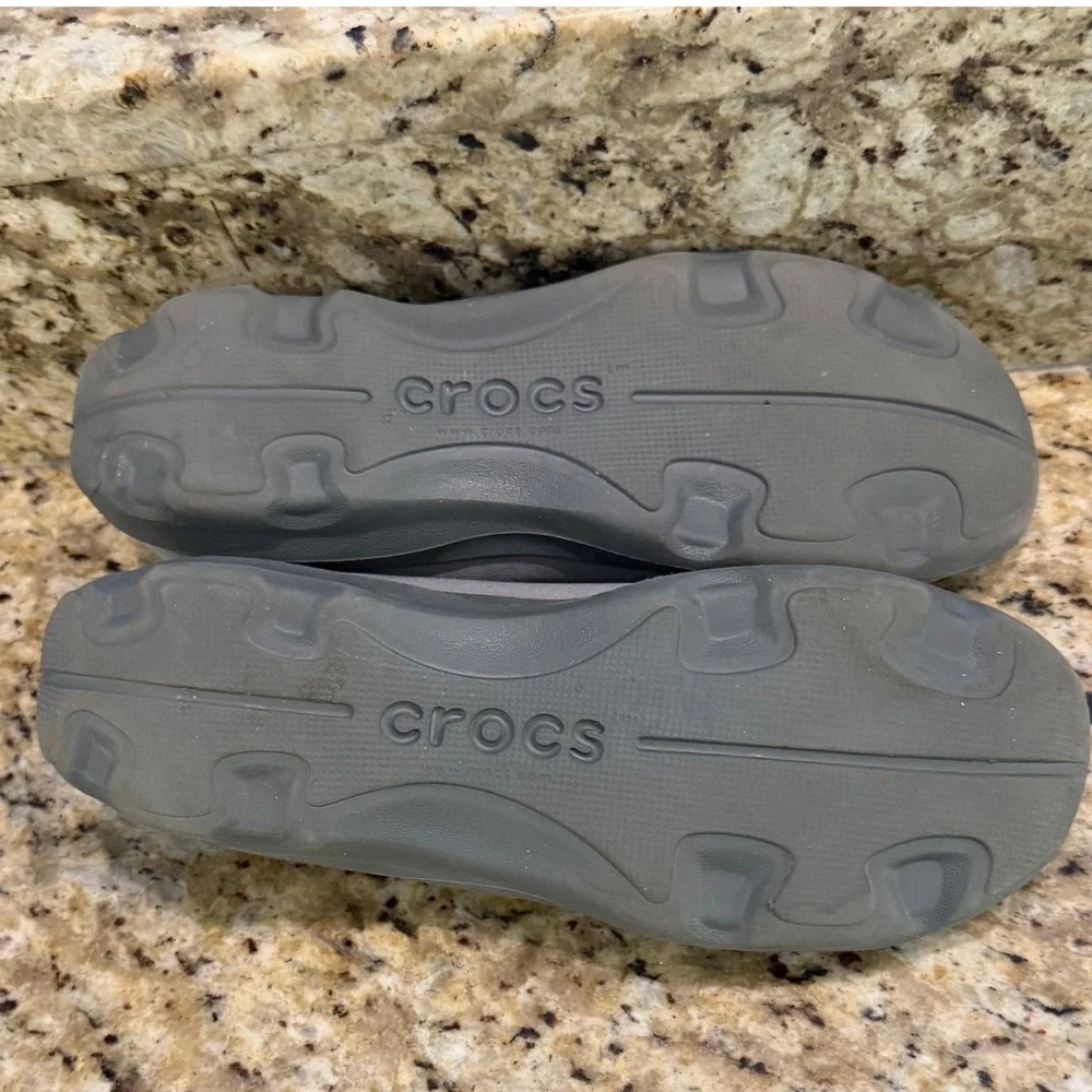 Crocs Busy Day Crisscross Ballet Flat Womens Size 10 Gray Comfort 205339